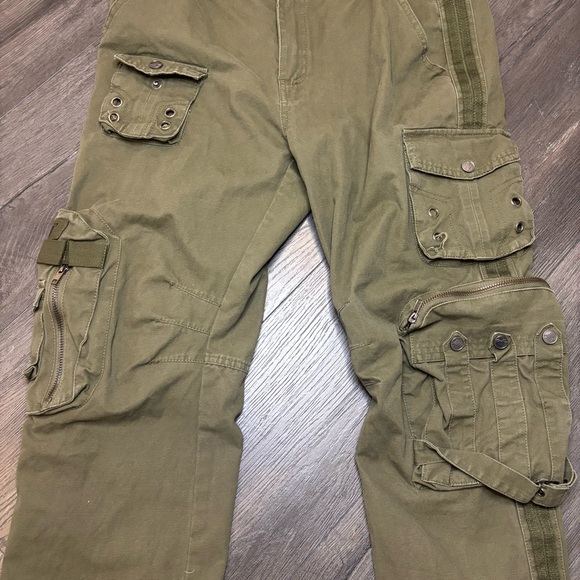 Free Knight Pants Mens 31x30 Olive Green Cargo Canvas Paratrooper Army Military - Picture 2 of 5